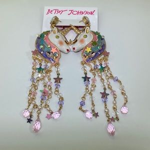 Betsey Johnson Unicorn Fringe Earrings